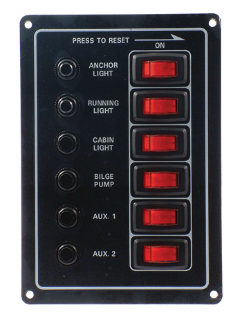 6 ILLUMINATED SWITCH PANEL WIT H PUSH BREAKERS