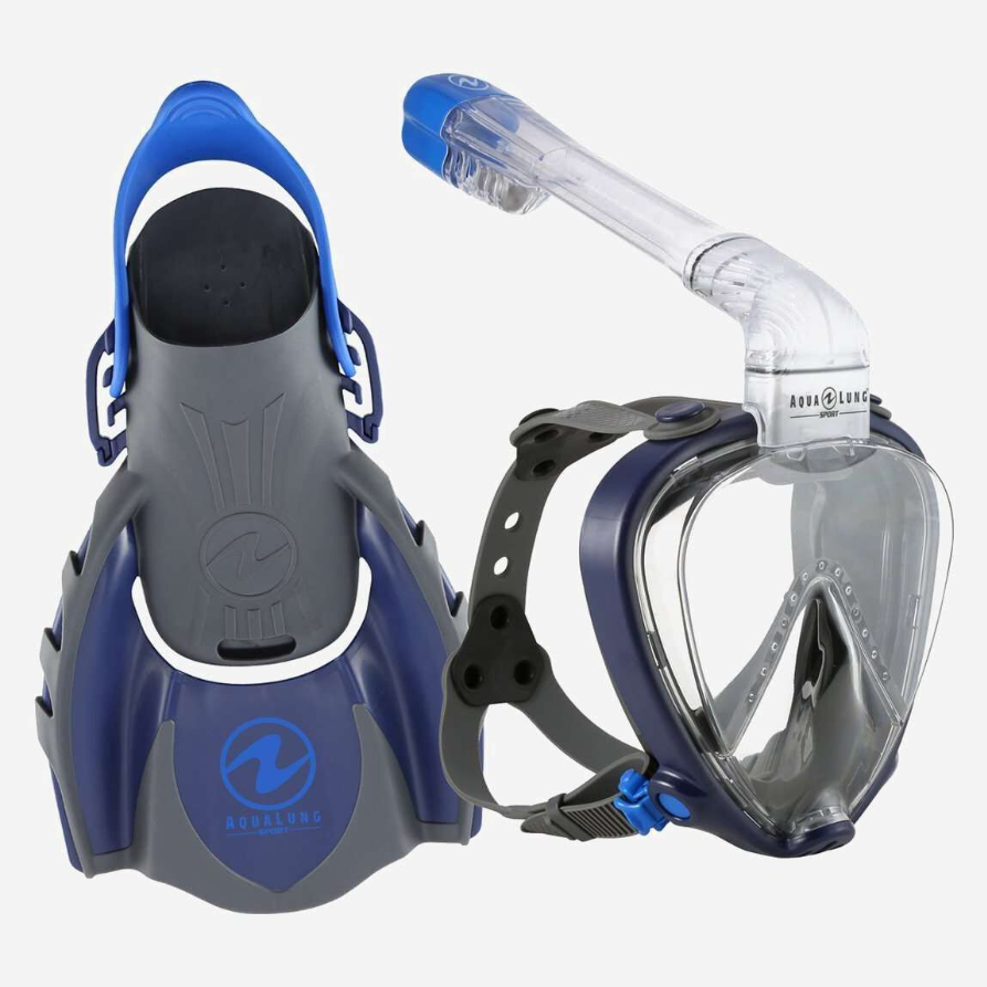 Aqua Lung vision flex mask W/purge snorkel and fins